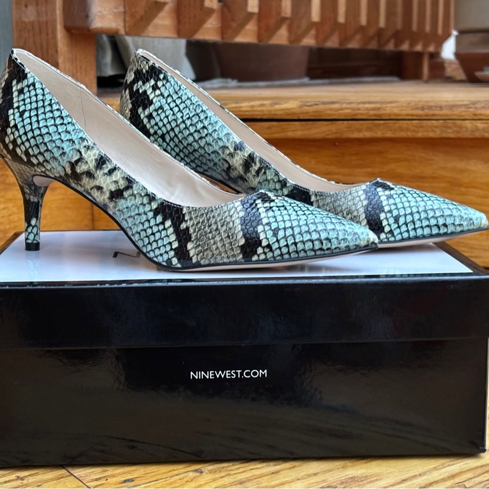 Nine West Blue Snake Print Heels